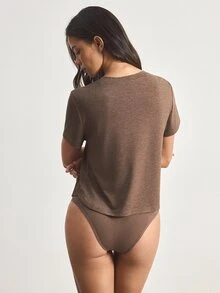 Ocili Women Casual Pajama Top (1pc) Lounge Dark Brown Summer - Brown - View 2