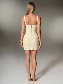 Nuvra Sexy Black Knit Spaghetti Strap Sleeveless Bodycon Mini Dress For Party And Holiday - White - View 9