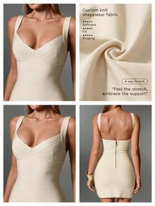 Nuvra Sexy Black Knit Spaghetti Strap Sleeveless Bodycon Mini Dress For Party And Holiday - White - View 3