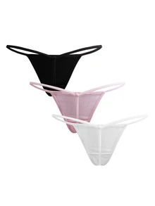 Ocili Set de 3 tangas de mujer de unicolor, cómodos y transpirables - Multicolor - Ver 2