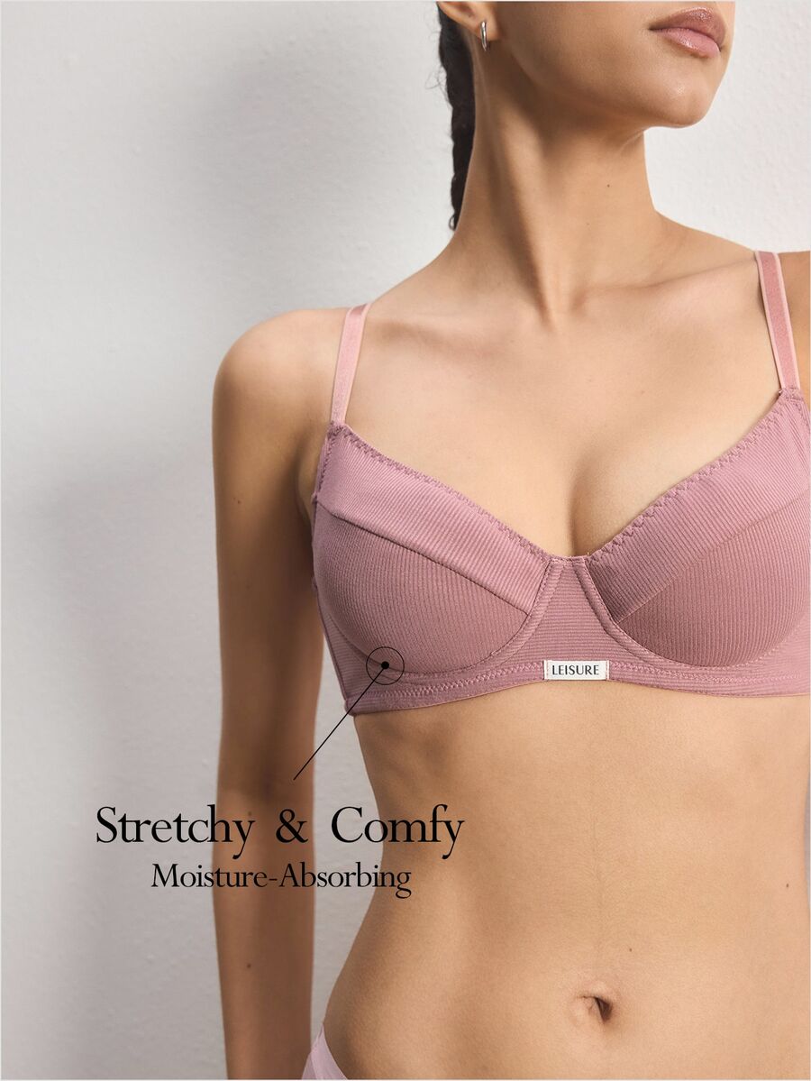 Ocili 1pc High-Grade Gray Seamless Lightly Padded Underwire Bra With Side Support For Women - Pink - View 1