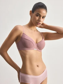 Ocili 1pc High-Grade Gray Seamless Lightly Padded Underwire Bra With Side Support For Women - Pink - View 4