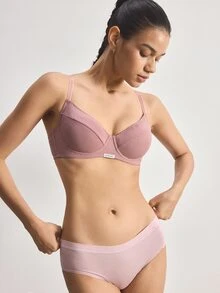 Ocili 1pc High-Grade Gray Seamless Lightly Padded Underwire Bra With Side Support For Women - Pink - View 2