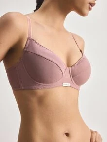 Ocili 1pc High-Grade Gray Seamless Lightly Padded Underwire Bra With Side Support For Women - Pink - View 5