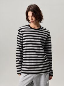 Vaulklash Men Round Neck Striped Tee, Summer, Fall, Long Sleeve Top - Multicolor - View 4