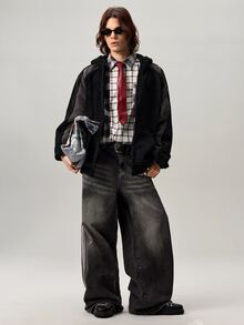 Men's Casual Fashion Street Two-Tone Zip-Up Hooded Teddy Fleece Long Sleeve Jacket, Autumn/Winter - Multicolor - View 7