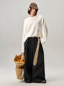 Vaulklash Multiple Sizes Available Men's Loose Fit Front Trousers, Streetwear, Fall - Black - View 7