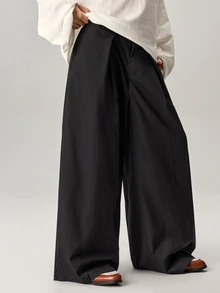 Vaulklash Multiple Sizes Available Men's Loose Fit Front Trousers, Streetwear, Fall - Black - View 5