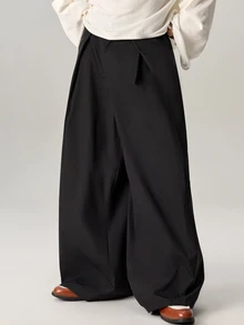 Vaulklash Multiple Sizes Available Men's Loose Fit Front Trousers, Streetwear, Fall - Black - View 1