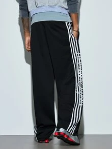 Modcrash Men's Drawstring Waist Colorblock Casual Versatile Daily Wear Long Pants - Black - View 2