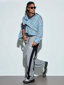 Modcrash Men's Autumn Casual Fashion Minimalist Straight Leg Long Pants For Daily Commute And Outdoor Wear - Grey - View 3