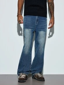 Modcrash Men's Pocket Button Casual Versatile Daily Travel Washed Denim Jeans Fall/Autumn/Winter - Medium Wash - View 6