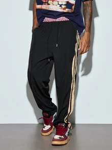 Modcrash Men's Loose Casual Pants - Fashionable Drawstring Relaxed Fit Comfortable Pants - Black - View 1