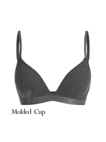 Ocili Leisure Letter Pattern Wire-Free Bra - Dark Grey - View 3