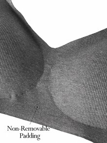 Ocili 1pc Plus Size Women Solid Color Ribbed Bra - Dark Grey - View 10