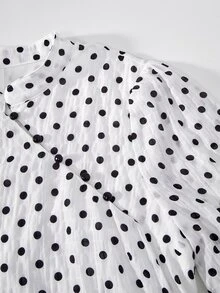 SHEIN PariChic Women's Polka Dot Pleated Fashion Casual Summer Dress - White - View 5