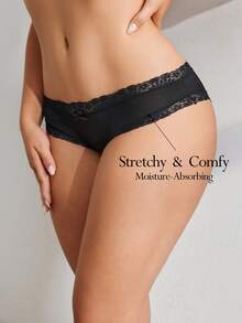 Ocili Contrast Lace Bow Decor Panty Bow Tie - Black - View 1