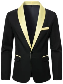 Manfinity Mode Men's British Business Style Button Long Sleeve Jacket And Pants Suit Set - Black - View 4