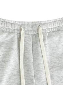 PAVTROS Light Grey,Autumn,Streetwear,City Break Young Men's Loose Casual Side Ribbon Design Elastic Waist Sweatpants,Wide Leg Versatile Wardrobe Item Pants - White - View 6