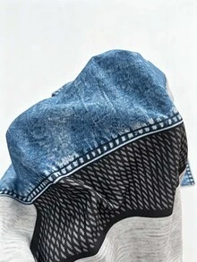 SHEIN LUNE 女款牛仔效果印花長袖單排扣休閒襯衫 - 彩色 - 查看 5