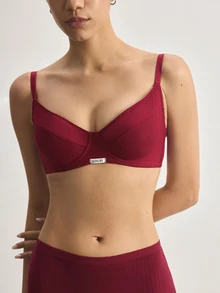 Ocili 1pc High-Grade Gray Seamless Lightly Padded Underwire Bra With Side Support For Women - Burgundy - View 4