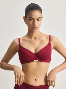Ocili 1pc High-Grade Gray Seamless Lightly Padded Underwire Bra With Side Support For Women - Burgundy - View 2