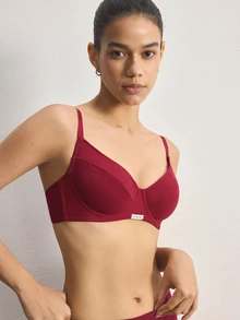 Ocili 1pc High-Grade Gray Seamless Lightly Padded Underwire Bra With Side Support For Women - Burgundy - View 7