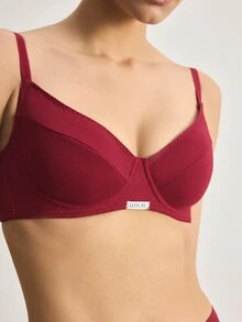 Ocili 1pc High-Grade Gray Seamless Lightly Padded Underwire Bra With Side Support For Women - Burgundy - View 5