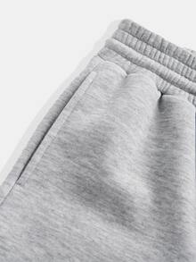 SHEIN Leap Crew Tween Girl Knit Loose Straight Leg Sweatpants - Light Grey - View 4