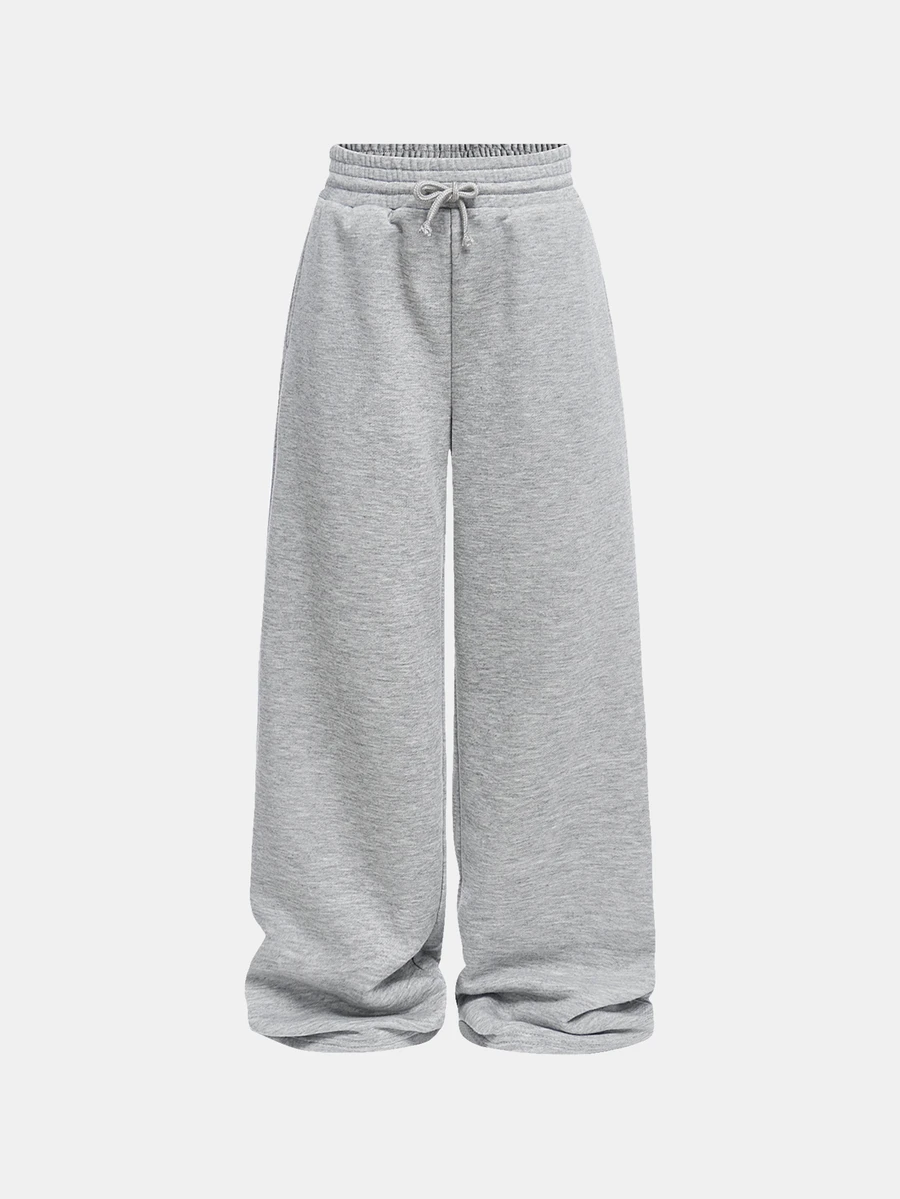 SHEIN Leap Crew Tween Girl Knit Loose Straight Leg Sweatpants - Light Grey - View 1