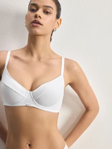 Ocili 1 pieza Sujetador de alta calidad con aros, con soporte lateral y relleno ligero, color gris, para mujer - Blanco - Ver 6