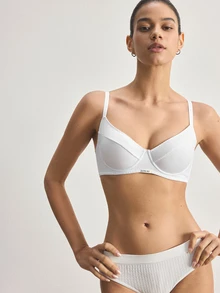 Ocili 1 pieza Sujetador de alta calidad con aros, con soporte lateral y relleno ligero, color gris, para mujer - Blanco - Ver 2