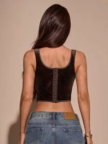 SHEIN BAE Women's Solid Color Sweetheart Neckline Shaping Sexy Tank Top - Brown - View 2