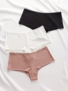 Ocili 3pcs/Set Women's Minimalist Line Design Hipster Panties, Multi-Color - Multicolor - View 4