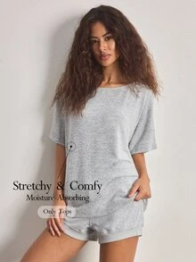 Ocili 1pc Women Casual Loose Blouse - Light Grey - View 1