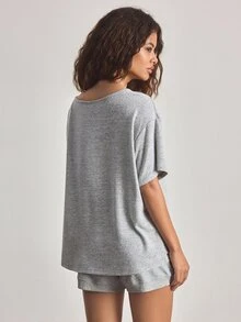 Ocili 女士休闲宽松落肩短袖T恤和短裤套装 - 彩色 - 查看 2
