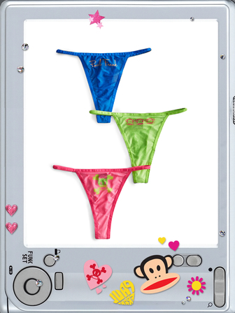 Paul Frank X ROMWE 3pcs/Set Fun Pattern Mesh Narrow Waist Thong