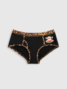 Paul Frank X ROMWE Y2K Leopard Print Camisole & Triangle Panty Lingerie Set For Women - Black - View 6