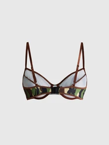 Paul Frank X ROMWE Fun Pattern Camouflage Y2K Underwire Bra - Green - View 2