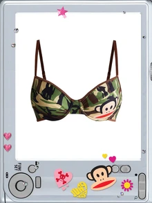 Paul Frank X ROMWE Fun Pattern Camouflage Y2K Underwire Bra - Green - View 1