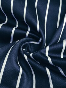 Maweii 女士条纹百褶休闲通勤简约优雅小众设计新款必备日常穿搭黑色优雅精致大码半身裙，春夏秋季条纹半身裙套装两件套百褶半身裙套装衬衫半身裙套装居家办公穿搭女士办公室工作服Yk Outfits - 藏蓝色 - 查看 7