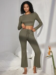 Ocili Women Lounge Tops - Hijau Tentara - View 7
