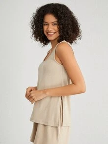 Ocili 女式吊帶背心家居服上衣 - 杏色 - 查看 3