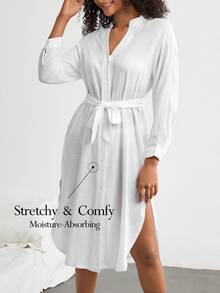 Ocili Leisure Soft Skin-Friendly Loose Long-Sleeved Cardigan Robe-White - White - View 1
