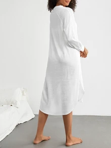 Ocili Leisure Soft Skin-Friendly Loose Long-Sleeved Cardigan Robe-White - White - View 2