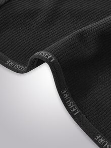 Ocili Celana Dalam Kasual Wanita Leisure dengan Pita Huruf di Pinggang - Hitam - View 8