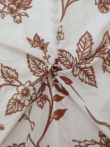 NostaNoir 復古棕色花卉印花女款領口襯衫，寬鬆慵懶長袖單排扣休閒上衣 - 彩色 - 查看 4