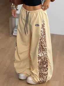 Coolane Women's Autumn And Concert Streetwear Y2k 2000s Going Out Dancing Dance Brown Parachute Pants - Yellow - View 5