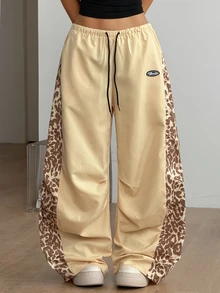 Coolane Women's Autumn And Concert Streetwear Y2k 2000s Going Out Dancing Dance Brown Parachute Pants - Yellow - View 4