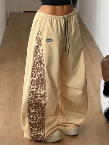 Coolane Women's Autumn And Concert Streetwear Y2k 2000s Going Out Dancing Dance Brown Parachute Pants - Yellow - View 1